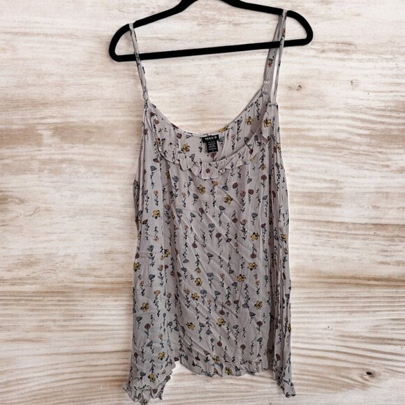 torrid - Floral Print Sharkbite Ruffle Trim Cami - Size 4 - Picture 4 of 6